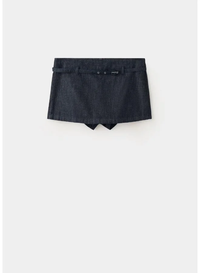 Mango TS-TEJANO SOFT Denim Culottes With Belt for Women | Best Price UAE