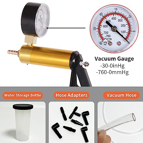 Tanstic 16Pcs Hand Held Vacuum Pump Brake Bleeder Kit, Brake Bleeder Kit Hand Held Vacuum Pump Test Set, Brake System Bleeding Tools with Gauge, Adapters, Storage Case for Motorcycle Car Truck Bike - Image 5