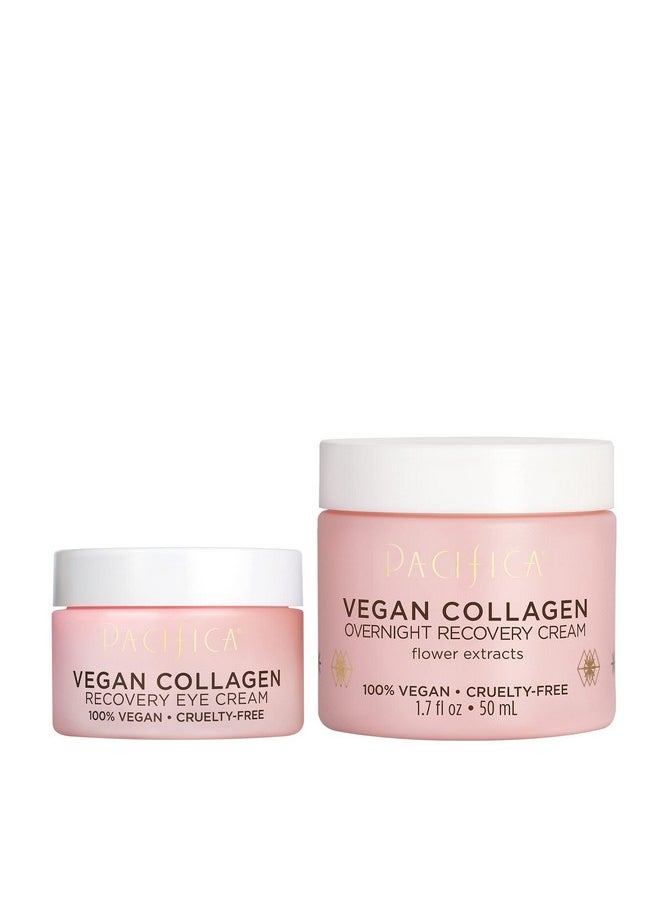 Pacifica - Pacifica Beauty Vegan Collagen Overnight Recovery Face Cream + Undereye Eye Cream Set, Hyaluronic Acid, Caffeine, Vitamin E & C, Hydrating & Moisturizing for Aging and Dry Skin, Pink, 2 Count - Image 1
