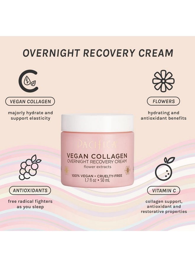 Pacifica - Pacifica Beauty Vegan Collagen Overnight Recovery Face Cream + Undereye Eye Cream Set, Hyaluronic Acid, Caffeine, Vitamin E & C, Hydrating & Moisturizing for Aging and Dry Skin, Pink, 2 Count - Image 1