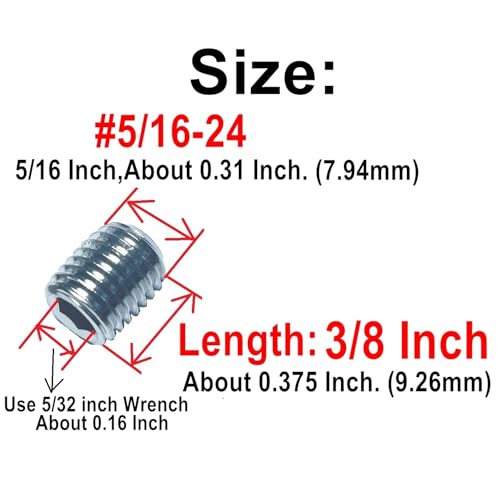 ZDingTech 50pcs Set Screws 5/16-24 x 3/8" inch 304 Stainless Steel Allen Head Hex Socket Set Screws Grub Hex Head Sockets with 5/32 Allen Wrench.(3/8" Length) - Image 3