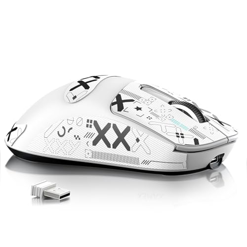 MAMBASNAKE Attack SHAKR X3MAX Wireless Gaming Mouse,PixArt PAW3950 42000 DPI,49g Ultralight Tri-Mode(BT5.4/2.4GHz/Wired), 1K Polling Rate Programmable Computer Mice for PC/MAC/Win - White&Tape - Image 1