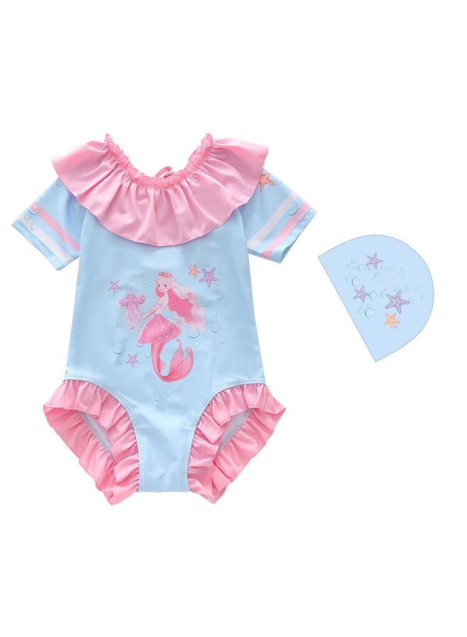 New Children's Swimsuit For Girls, One-piece Swimsuit For Small, Medium And Large Children, Trendy Swimsuit For Girls, Spliced ​​princess Swimsuit