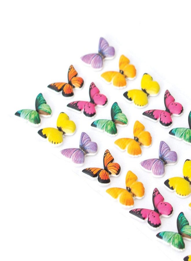 بلاي هاوس مجموعة ملصقات ناعمة منفوخة من بلاي هاوس، مكونة من ٢٧ قطعة، للحرف اليدوية والتجارة والتجميع - فراشات قوس قزح - Image 2