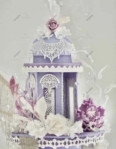 Anyana 14.5" jewels baking Fondant sugar lace Silicone Mat wedding Cake Decorating mold chandelilac edible Lace Embossed Sugarcraft Tools for cupcake topper decoration Anyana - Image 2