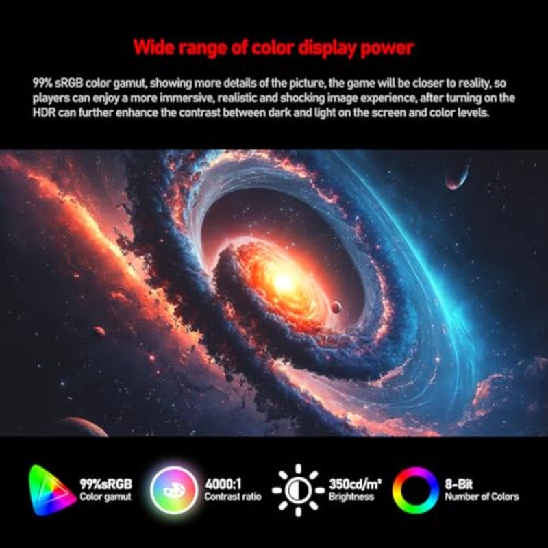 Ultrawide 21:9 Gaming Monitor UWQHD 165Hz Curved 1500R For PC Gaming RGB Backlight HDMI DisplayPort 34-Inch VA Panel 1ms Response Time - Image 5