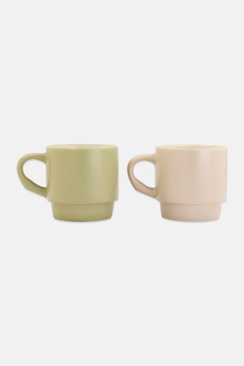 Muy Mucho 2 Pcs Stackable Cups 320 ml, Beige