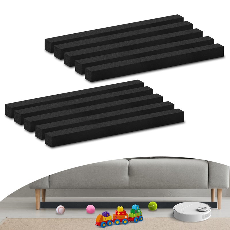 AmaCielo 10 Pcs Under Couch Blocker, Under Bed Blocker for Pets Toys Barrier, Sponge Under Furniture Blocker with Strong Tapefor, Stopping Small Items from Getting Under Couch,Easy to Install, 17" L x 1.2" H - Image 1