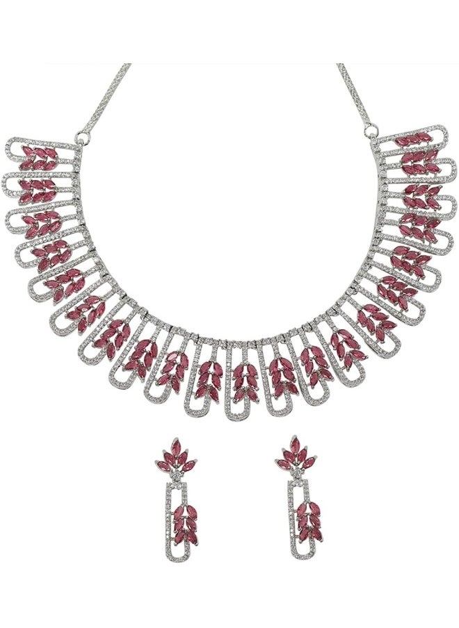 Red and White CZ Gems Silver Plated Necklace Set - pzsku/ZEE644E14BE0C30BCD09AZ/45/_/1730198344/637a5c4d-bedd-43e6-aa1f-47ef8ad2bbf3