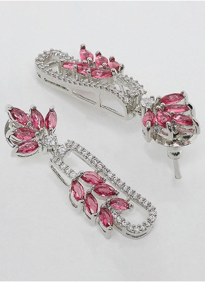 VOYLLA Red and White CZ Gems Silver Plated Necklace Set  - Image 4