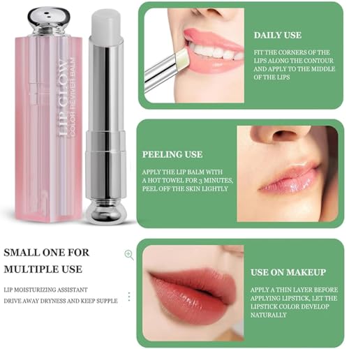 VBA Lip Glow Color Reviver Color Awakening Color Changing Lip Balm Fruity Flavour Lip Care with Hydrating Formula, PH-Balanced Color Changing, Suitable for All Skin,1 Count, Pink - Image 4