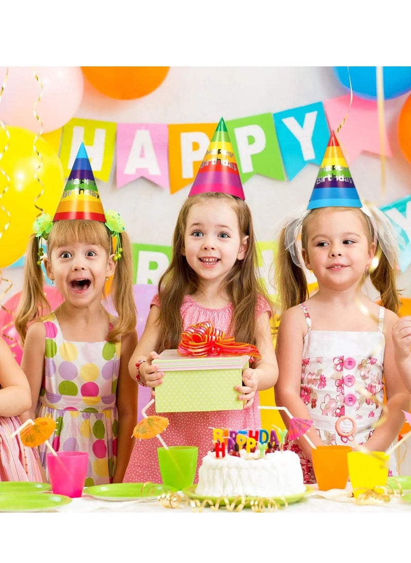 100 Rainbow Cone Birthday Party Hats - Colorful Paper Caps for Kids and Adults - Fun Art Craft Supplies for Birthday Celebrations and Festive Events. - Image 3