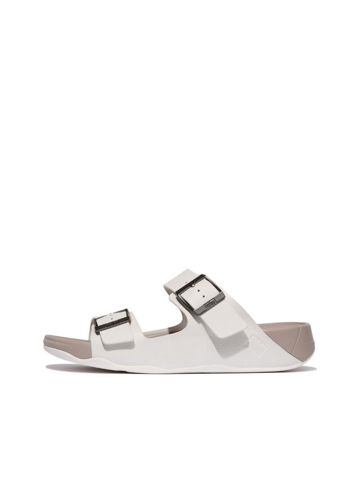 FitFlop - 049-828 Fitflop Men Sandals Gogh Moc Mens Buckle Tumbled-Leather Slides - Urban White JA2-194 White - Image 1