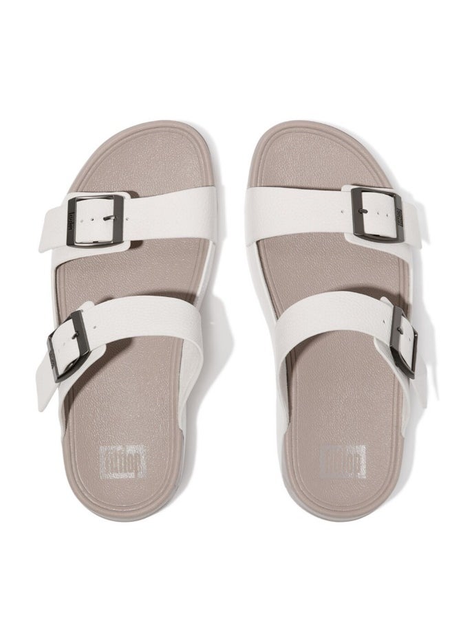 FitFlop - 049-828 Fitflop Men Sandals Gogh Moc Mens Buckle Tumbled-Leather Slides - Urban White JA2-194 White - Image 1
