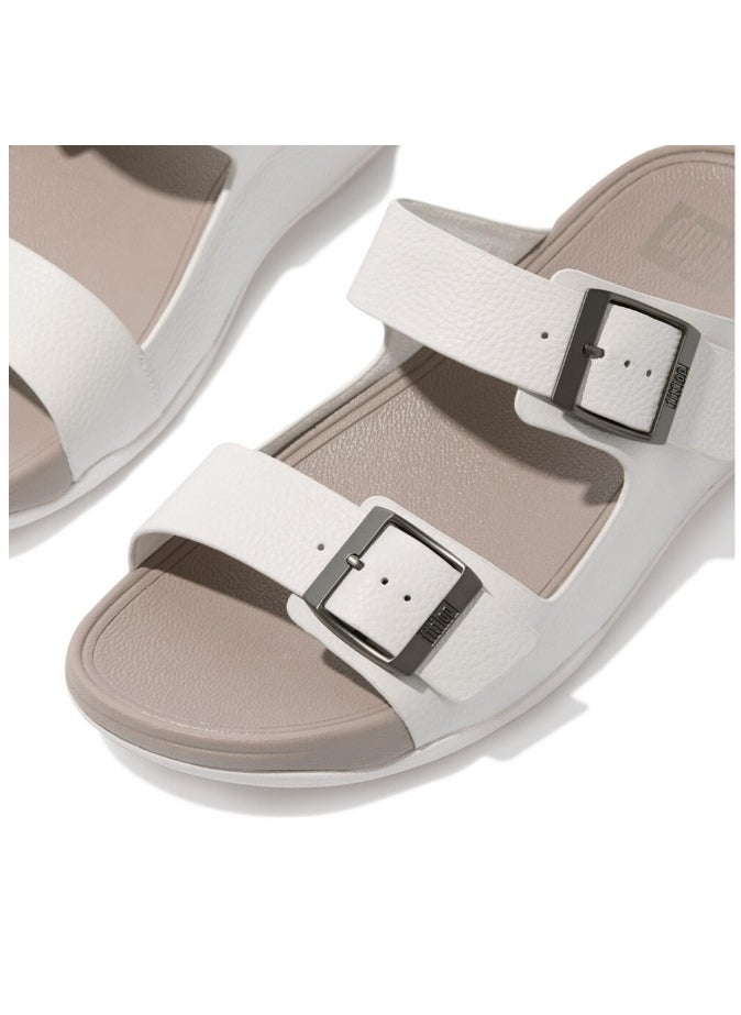 FitFlop - 049-828 Fitflop Men Sandals Gogh Moc Mens Buckle Tumbled-Leather Slides - Urban White JA2-194 White - Image 1