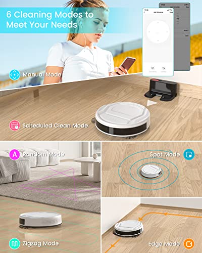 Lefant M210 Pro Robot Vacuum with 2200 Pa Powerful Suction, 6 Cleaning Modes, 120 Mins Runtime, Quiet, Self-Charging, Voice Control, Ideal for Pet Hair and Hard Floor, White - Image 3
