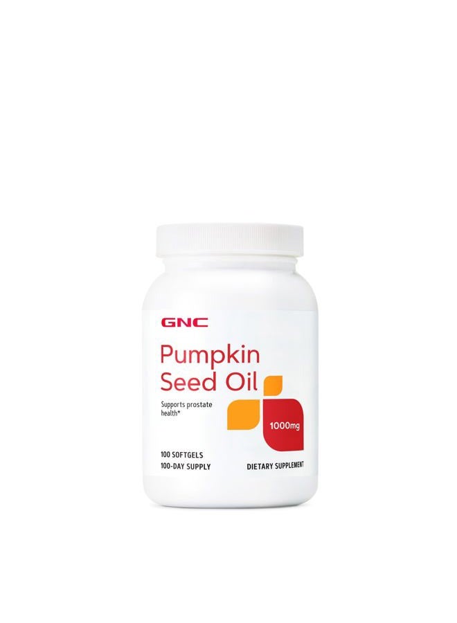 GNC Pumpkin Seed Oil 1000mg Supplement, Supports Prostate Health, 100 Servings - Image 1