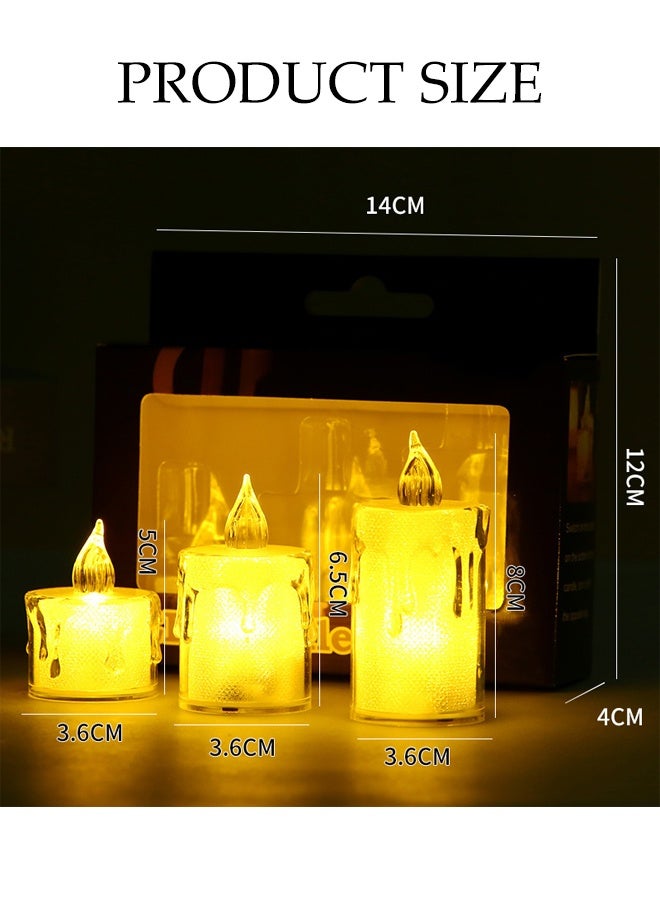 DUNISO 9 Pcs LED Candle Light Set Battery Operated Flameless LED Candles Light Transparent Crystal Candle Decorative Lamp Moving Simulated Tea Lights Electric LED Fake Candle Light Set for Festival Celebration, Home Decor, Wedding, Table Decor， Party - Image 4