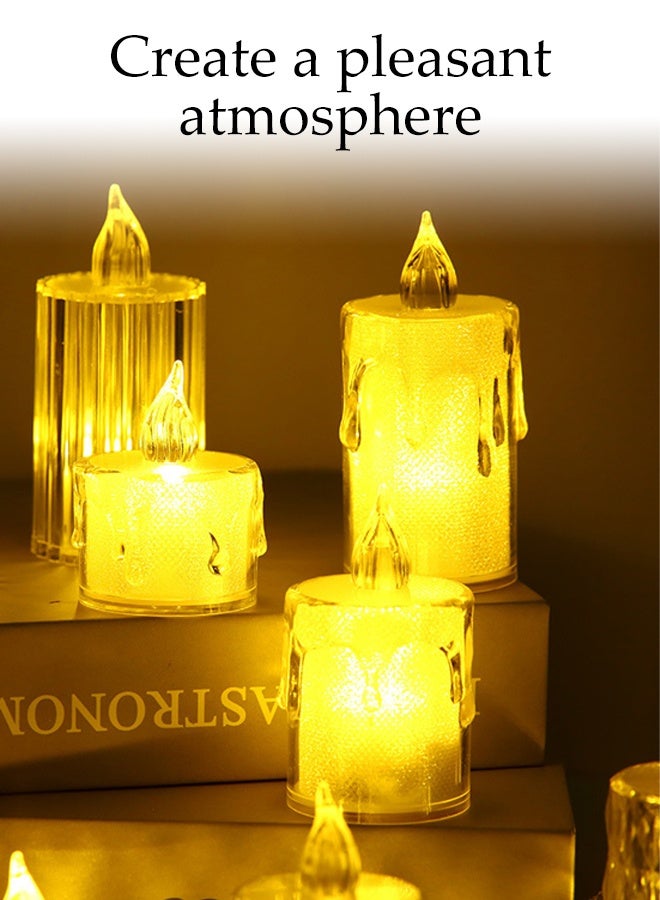 DUNISO 9 Pcs LED Candle Light Set Battery Operated Flameless LED Candles Light Transparent Crystal Candle Decorative Lamp Moving Simulated Tea Lights Electric LED Fake Candle Light Set for Festival Celebration, Home Decor, Wedding, Table Decor， Party - Image 5