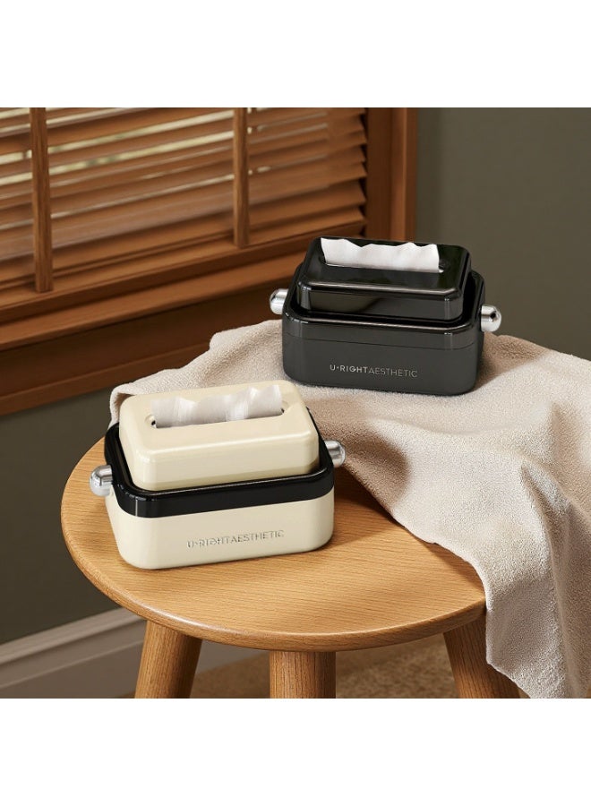 New Liftable Tissue Box, Luxury High-Grade Bedside Table, Coffee Table for Bedroom and Living Room, Tissue Box, Creative Storage Box, Paper Box (Cream White) - Image 3