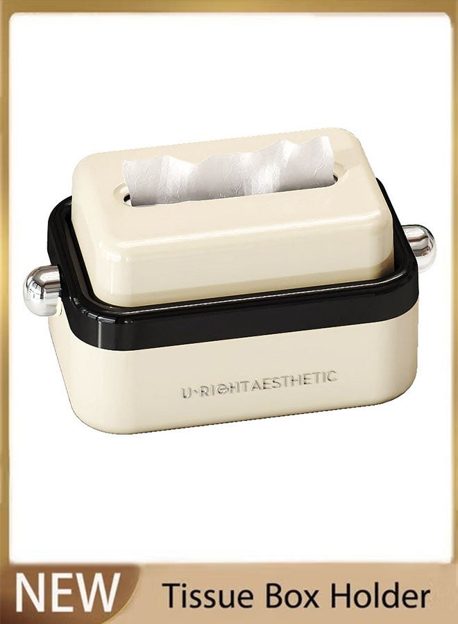 New Liftable Tissue Box, Luxury High-Grade Bedside Table, Coffee Table for Bedroom and Living Room, Tissue Box, Creative Storage Box, Paper Box (Cream White) - Image 1