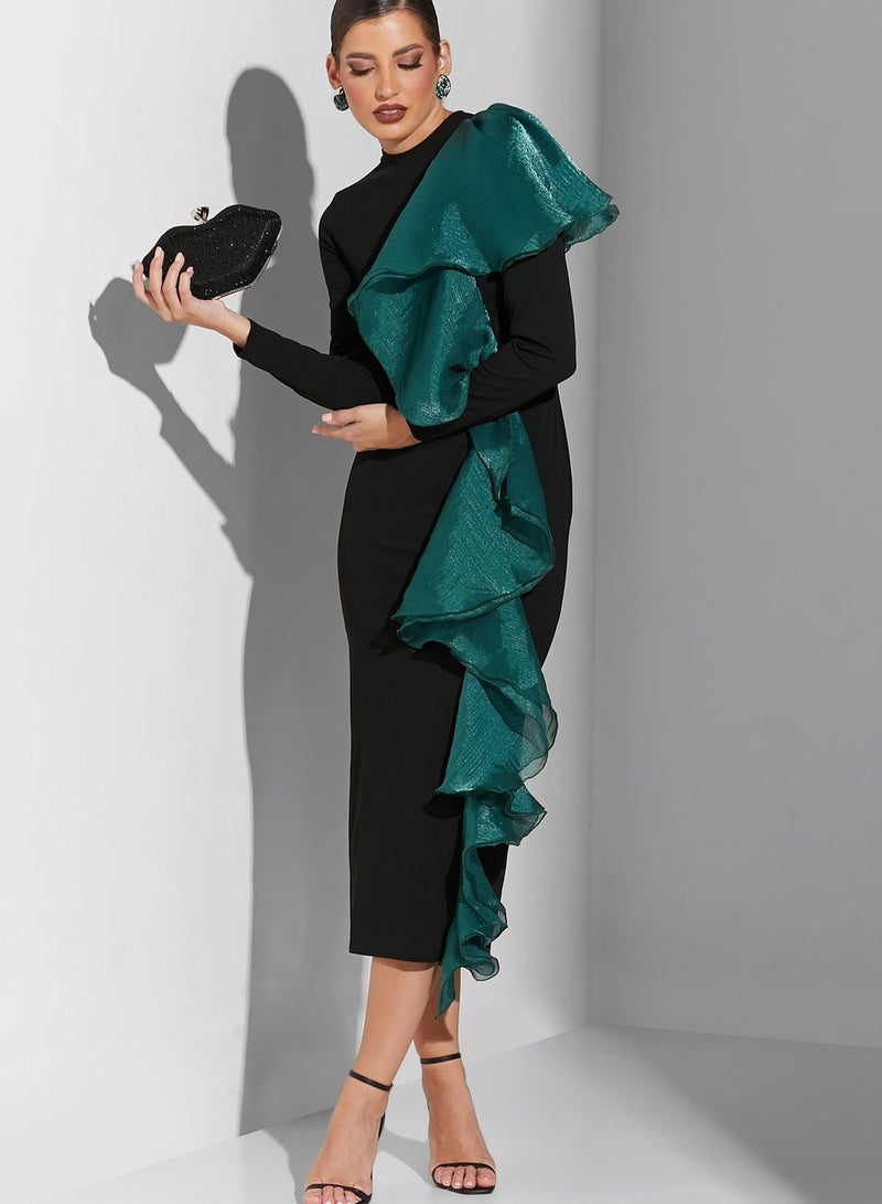 Namshi x Ruffle Trim Midi Dress  - Image 5