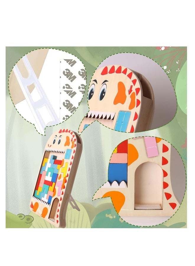 Wooden Tetris Puzzle, Tangram Brain Teaser Toy, Busy Board Wooden Toy, 3 in 1 Montessori Toys for 1-6 Years Old Kids, 3D Jigsaw Brick Puzzle, Developmental Toy, Educational Toy Gift for Boys Girls - Image 4