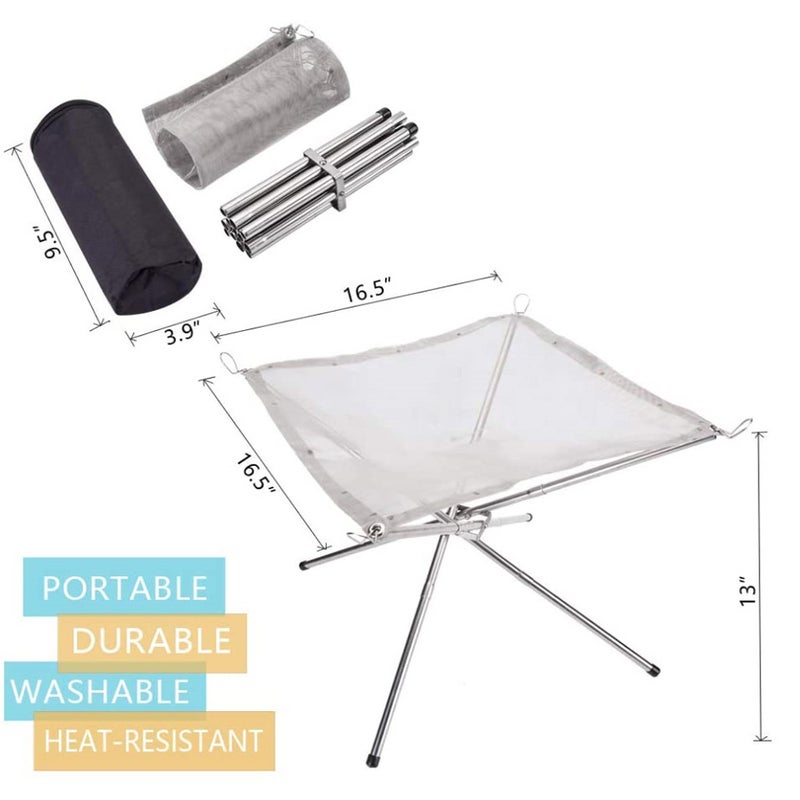 Camping Campfire Fire Rack Backyard Heating Mesh Fire Pit Rack Folding Wood Stoves Rack Bonfire Frame - Image 4