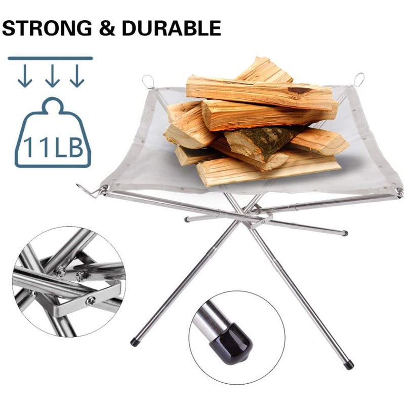 Camping Campfire Fire Rack Backyard Heating Mesh Fire Pit Rack Folding Wood Stoves Rack Bonfire Frame - Image 5