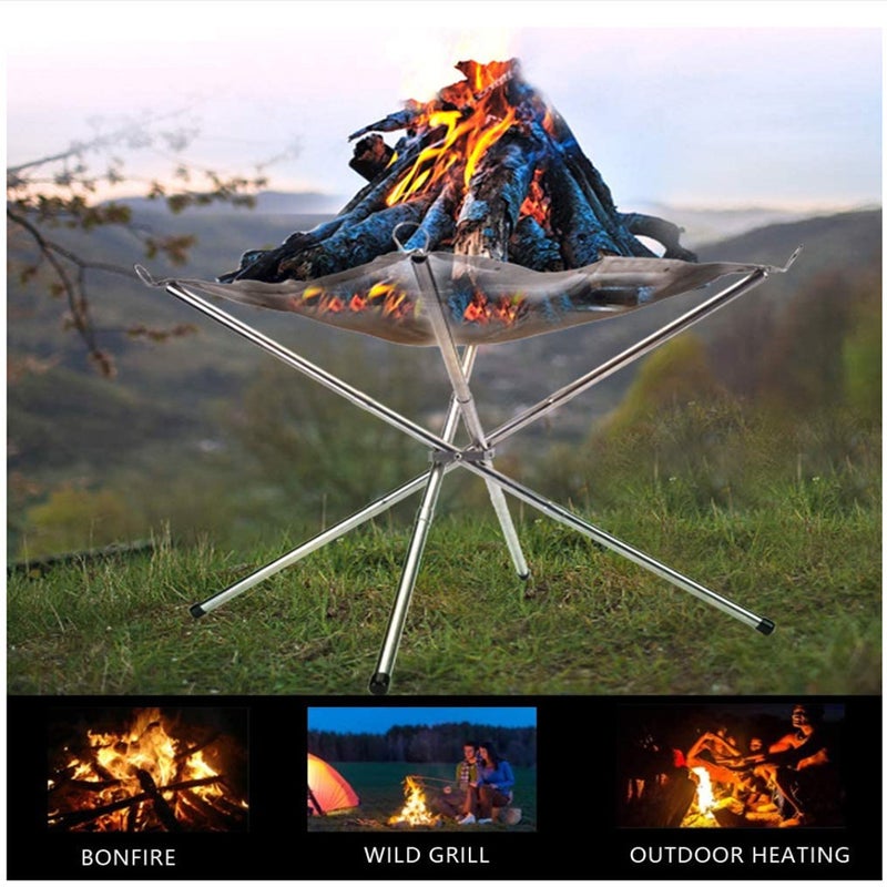 Camping Campfire Fire Rack Backyard Heating Mesh Fire Pit Rack Folding Wood Stoves Rack Bonfire Frame - Image 2