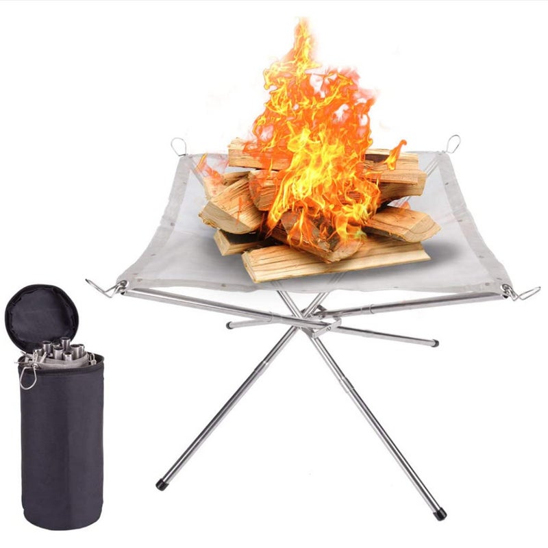 Camping Campfire Fire Rack Backyard Heating Mesh Fire Pit Rack Folding Wood Stoves Rack Bonfire Frame - Image 1