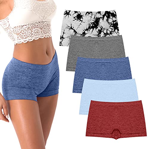 R RUXIA Women's Boyshorts Underwear Seamless Boy Shorts Panties Soft Stretch Boxer Briefs 5 Packs(Regular & Plus Size) - Image 1
