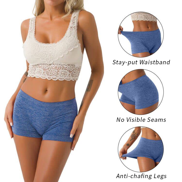 R RUXIA Women's Boyshorts Underwear Seamless Boy Shorts Panties Soft Stretch Boxer Briefs 5 Packs(Regular & Plus Size) - Image 2