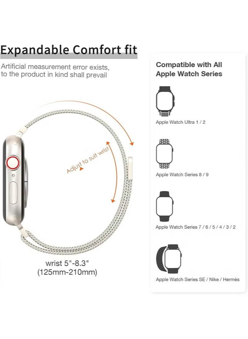 إكس ليفيل متوافق مع الأشرطة ووتش أبل للمرأة ، 46mm 42mm 44mm 45mm 49mm ، غير القابل للصدأ شبكة أسلاك الفولاذ المغناطيسي الأشرطة ، ينطبق على سلسلة iWatch 10 9 8 6 5 3 2 1 SE - Image 4