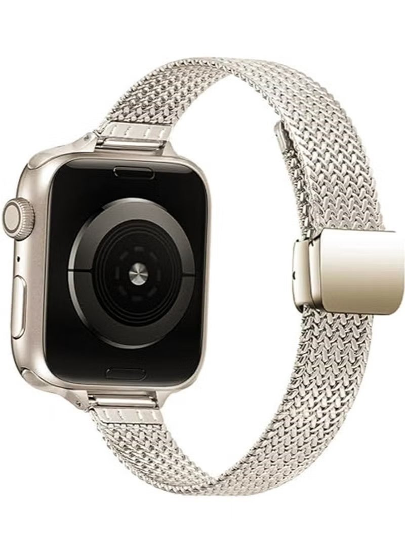 إكس ليفيل متوافق مع الأشرطة ووتش أبل للمرأة ، 46mm 42mm 44mm 45mm 49mm ، غير القابل للصدأ شبكة أسلاك الفولاذ المغناطيسي الأشرطة ، ينطبق على سلسلة iWatch 10 9 8 6 5 3 2 1 SE - Image 2