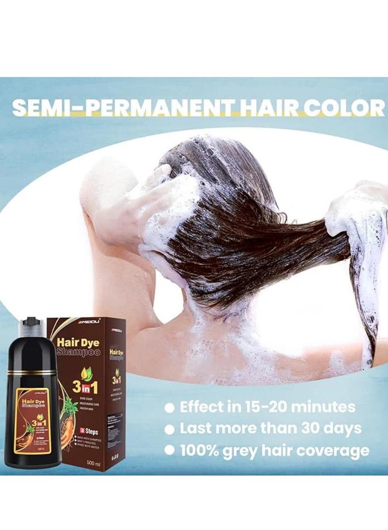 Meidu Hair Dye Shampoo Ginseng 3 in 1 ( 4.0 Coffee Brown ) 500 ML - Image 3