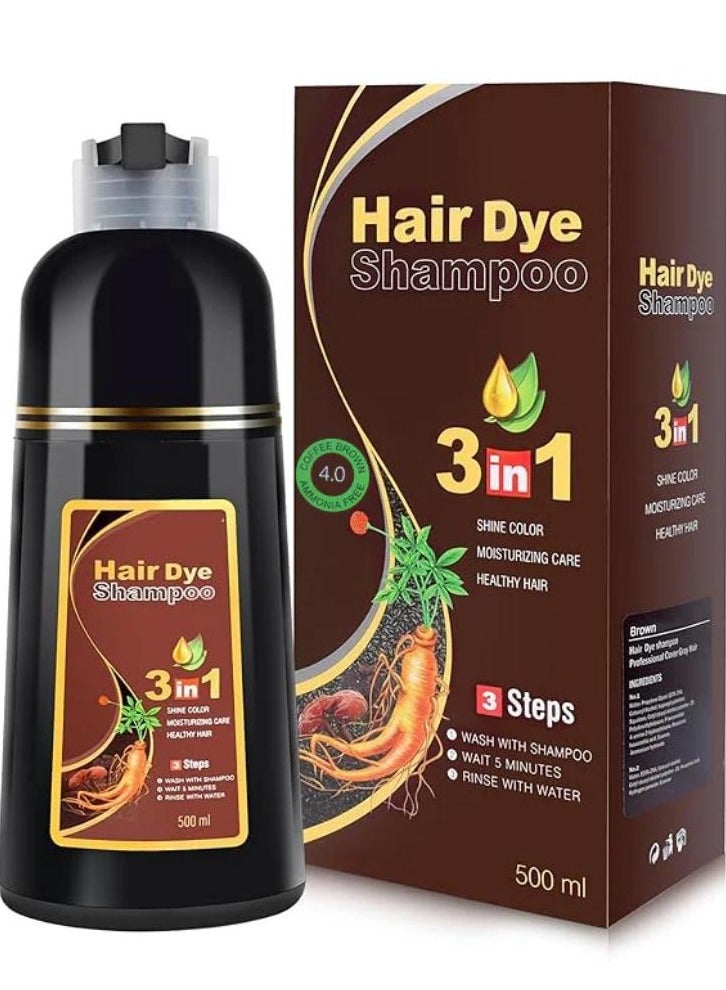 Meidu Hair Dye Shampoo Ginseng 3 in 1 ( 4.0 Coffee Brown ) 500 ML - Image 1