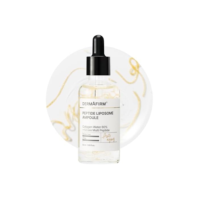 Dermafirm Peptide Liposome Ampoule 1.69 fl.oz, Korean Serum with Collagen Water 60% + 5 Core Multi-Peptides for Aging Skin, Lifting & Firming Care