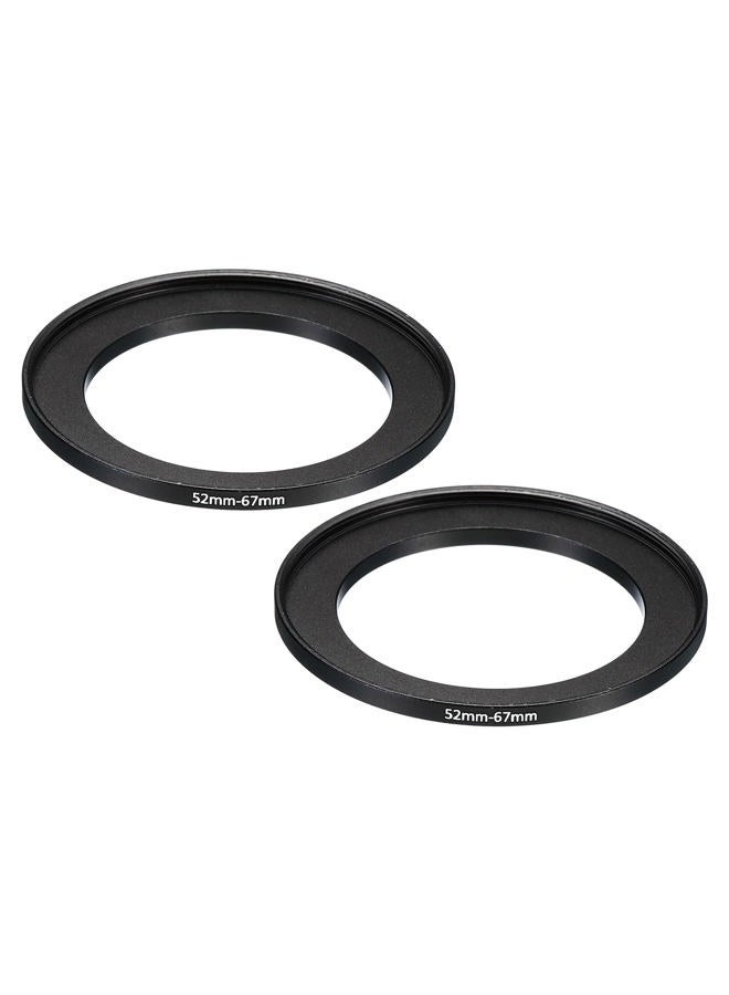 PATIKIL 52mm-67mm Metal Step Up Ring, 2 Pack Camera Lens Filter Adapter Ring Aluminum Filter Adapter Ring for Camera Lenses Hood, Black - Image 1