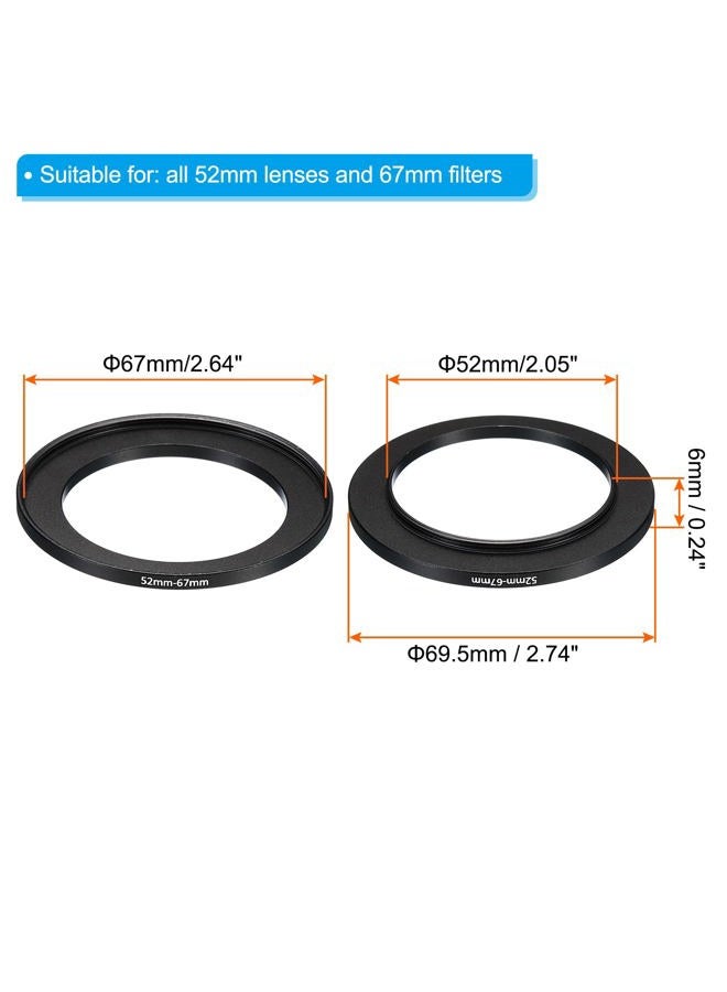PATIKIL 52mm-67mm Metal Step Up Ring, 2 Pack Camera Lens Filter Adapter Ring Aluminum Filter Adapter Ring for Camera Lenses Hood, Black - Image 2