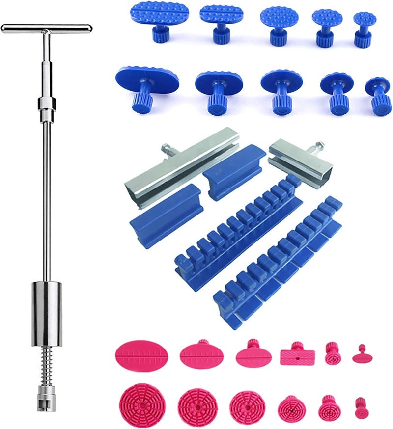 U/D 2 in 1 Dent Repair Kit - T-bar Dent Puller with 22 Glue Pullers and Stainless Steel Grooves - Image 1