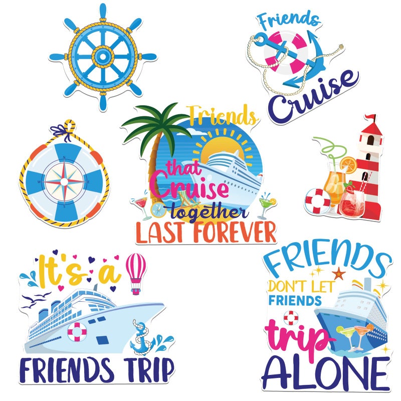 Dazoratix Cruise Door Decoration Magnets 7pcs Friend Trip Cruise Ship Door Magnet Stickers Anchor Lifebuoy Rudder Magnetic Stateroom Decorations Carnival Holiday Party Supplies Gifts for Friend