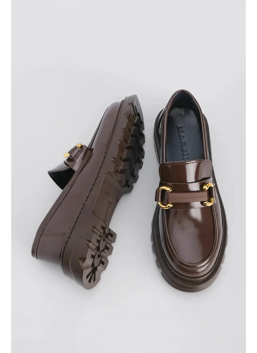 MARJIN Women's Loafer High Sole Buckle Casual Shoes Kinles