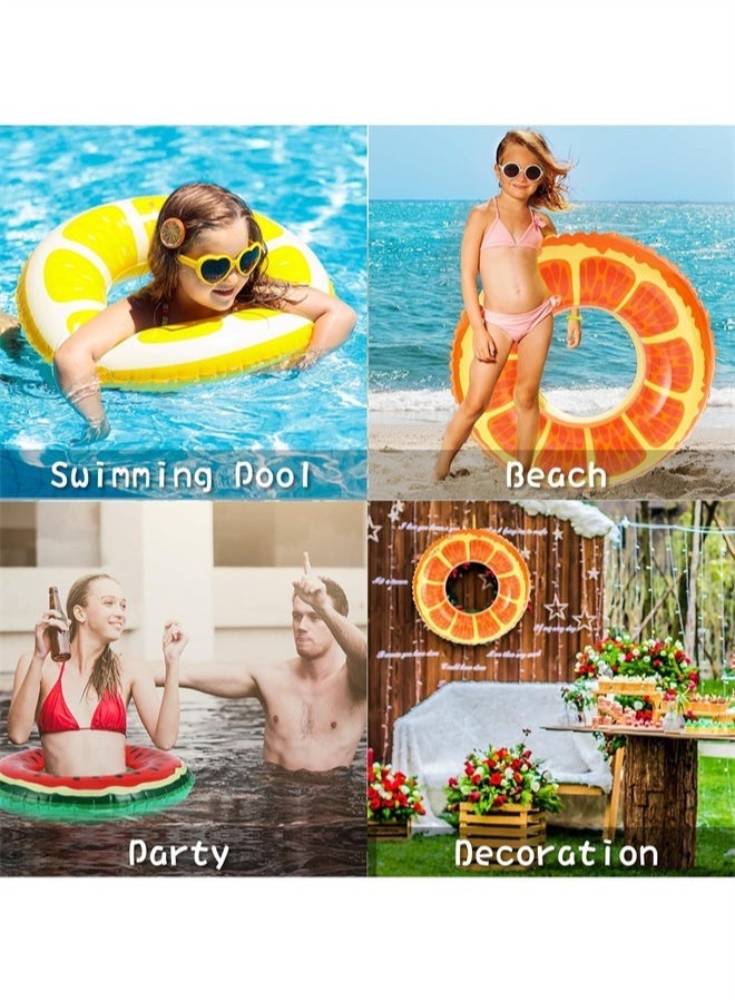 HOMESTAR 3 Pcs Swimming Rings with Pool Floats for Kids Adults, Fruits Pool Floaties Rings Tube Toys for Summer Beach Water Float Party, Swimming Pool, Ocean, Beach Time - Image 3