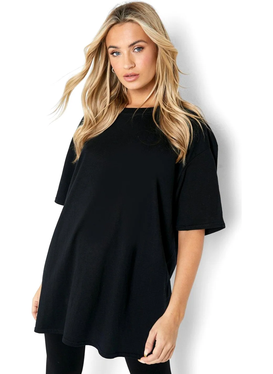 Rock&Roll One Eye Black Short Sleeve Back Printed Women's Oversize T-Shirt