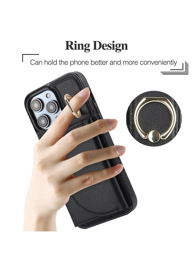 S-TOP Case For iPhone 13 YM007 Ring Holder Card Bag Skin Feel Phone Case - Image 3