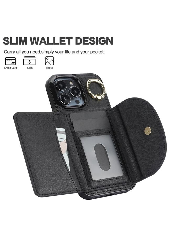 S-TOP Case For iPhone 13 YM007 Ring Holder Card Bag Skin Feel Phone Case - Image 4