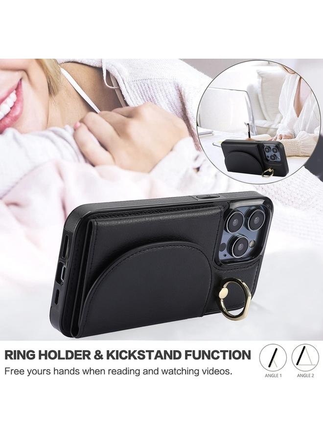 S-TOP Case For iPhone 13 YM007 Ring Holder Card Bag Skin Feel Phone Case - Image 5