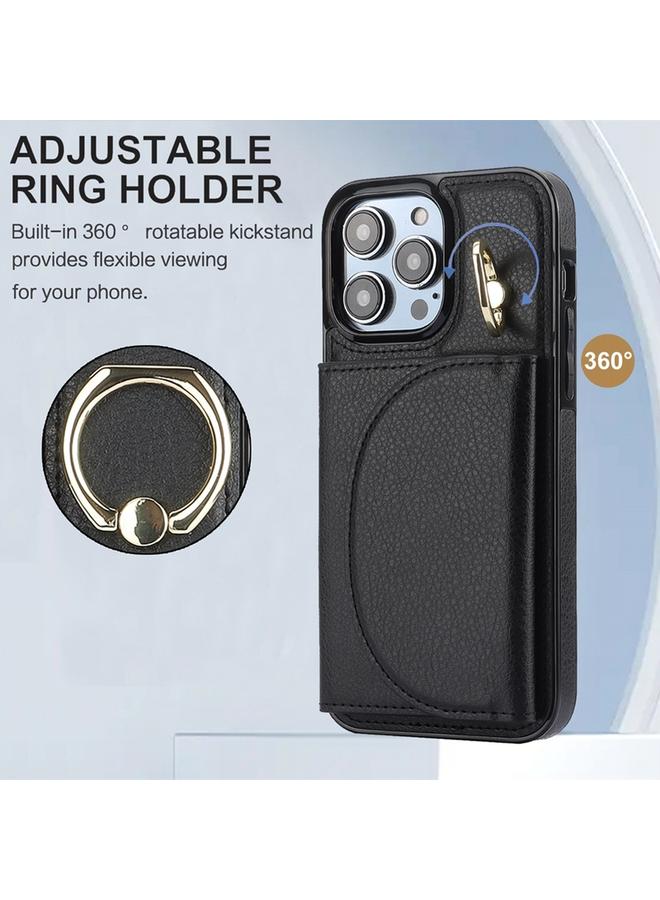 S-TOP Case For iPhone 13 YM007 Ring Holder Card Bag Skin Feel Phone Case - Image 2