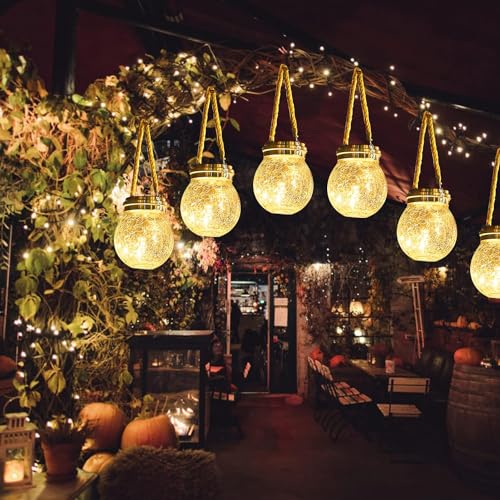 LITVERSE Outdoor Solar Hanging Crack Glass 30 LED Lights Waterproof Outdoor Garden Decor Patio Porch Garden Yard Backyard Balcony Lawn Tree Christmas Decor (Warm White) - Image 4